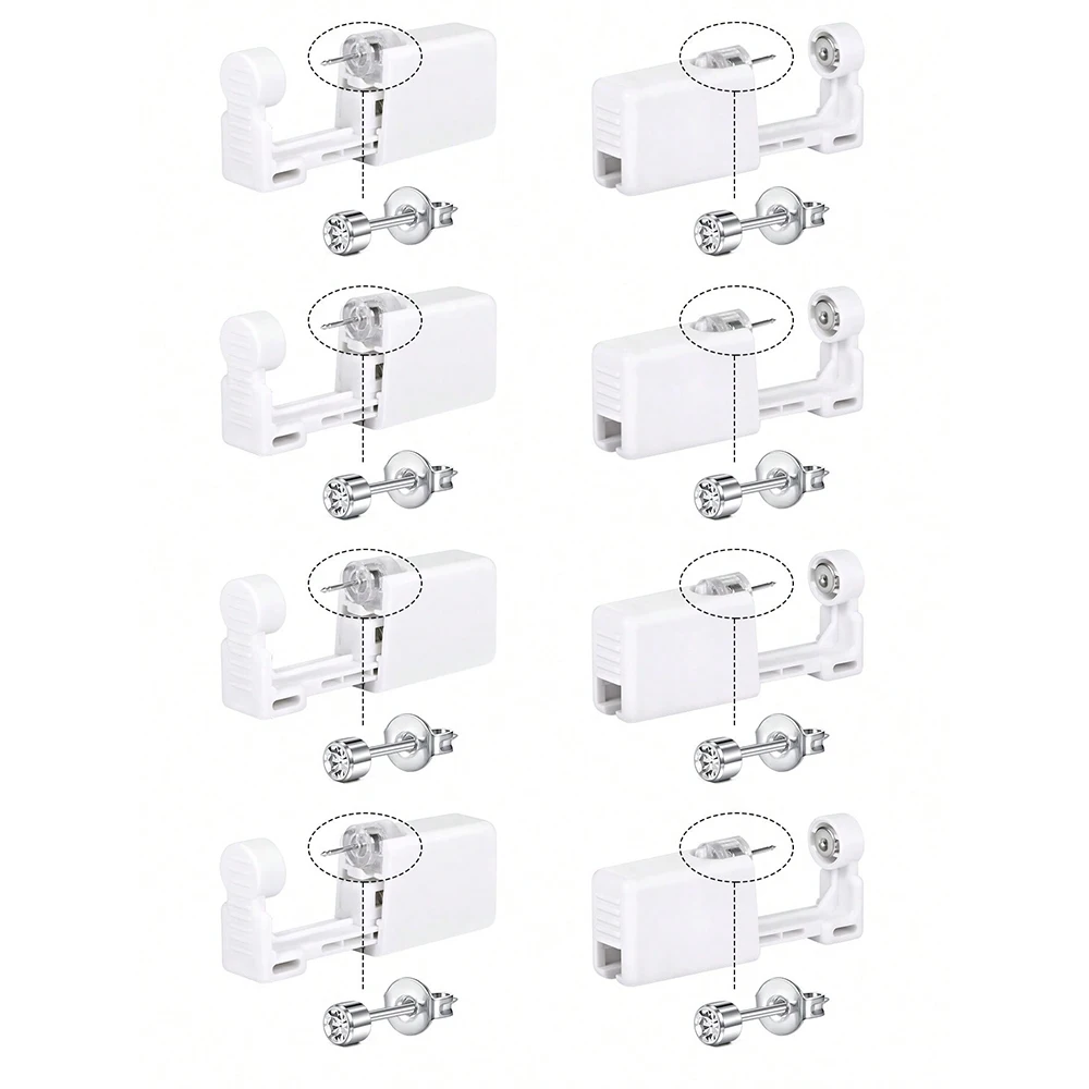 8Pcs Ear Piercing Gun Kit Disposable Self Piercing Earrings At Home Earring Gun Piercing Kits With Earring Studs Small Ball CZ