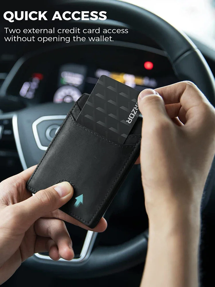 Retro Minimalist Men's AirTag Wallet RFID Blocking Wallet Multi Card Holder for Apple AirTag High Quality Genuine Leather Purse