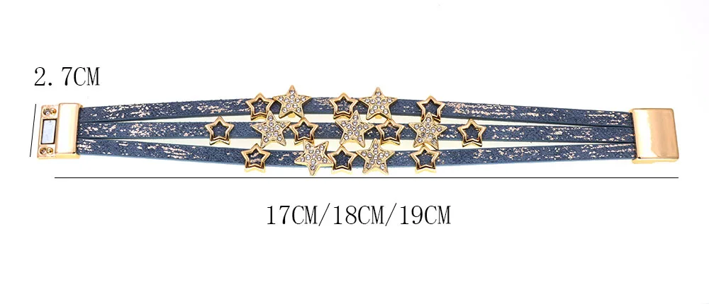 WELLMORE Stars charm bracelets bohemia leather bracelets for women fashion jewelry wholesale