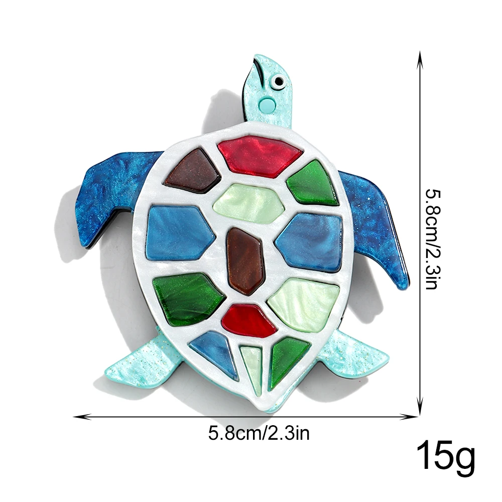 Cute Acrylic Cartoon Sea Turtle Splice Brooches for Women Unisex Elegant Colorful Marine Animal Badge Brooch Clothing Accessoriy