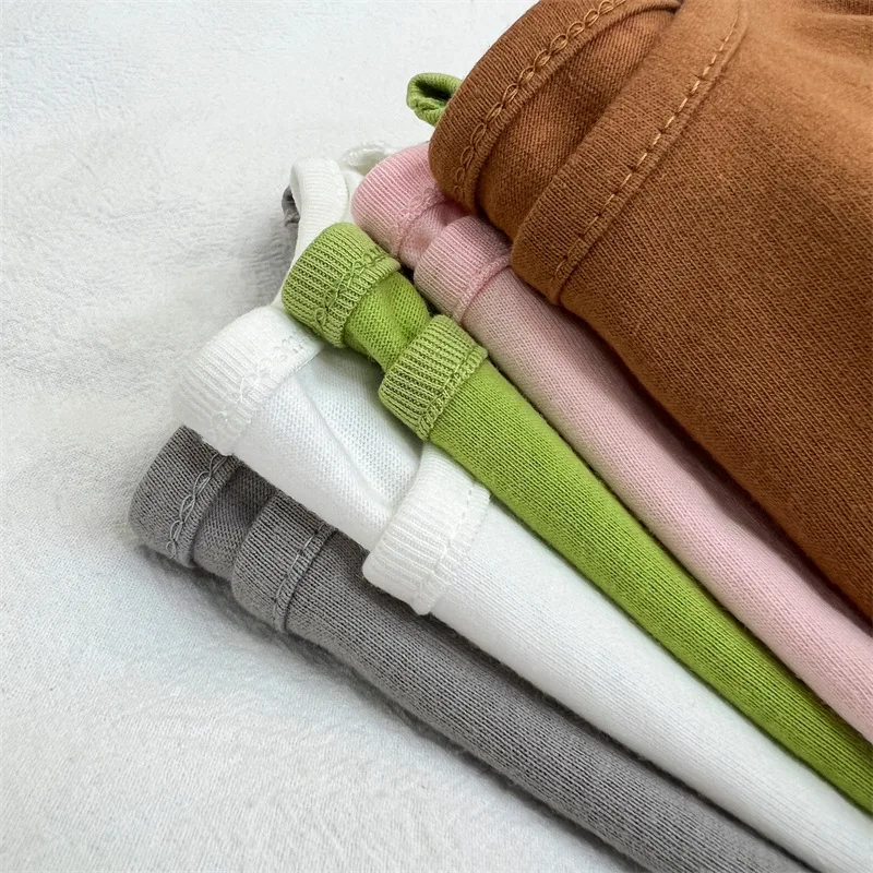 1pcs Spring Autumn Children's Pure Cotton Long Sleeve T-shirts Solid Color Boys Girls Tops Kids Baby Leisure Tee Student Clothes