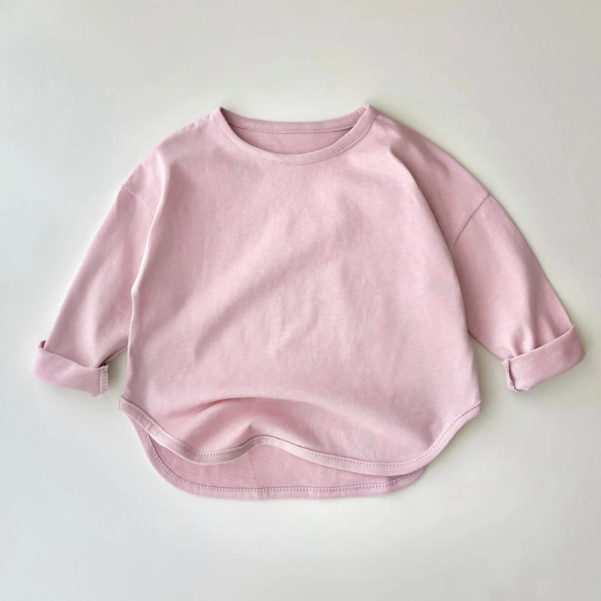 1pcs Spring Autumn Children's Pure Cotton Long Sleeve T-shirts Solid Color Boys Girls Tops Kids Baby Leisure Tee Student Clothes