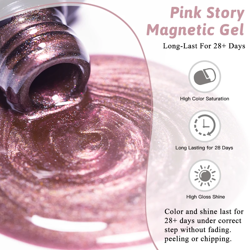 7pcs Pink Story Cat Magnetic Gel Nail Polish Set Nude Pink Gold Light Semi Permanent UV Gel Varnish Soak Off Nail Supplies DIY