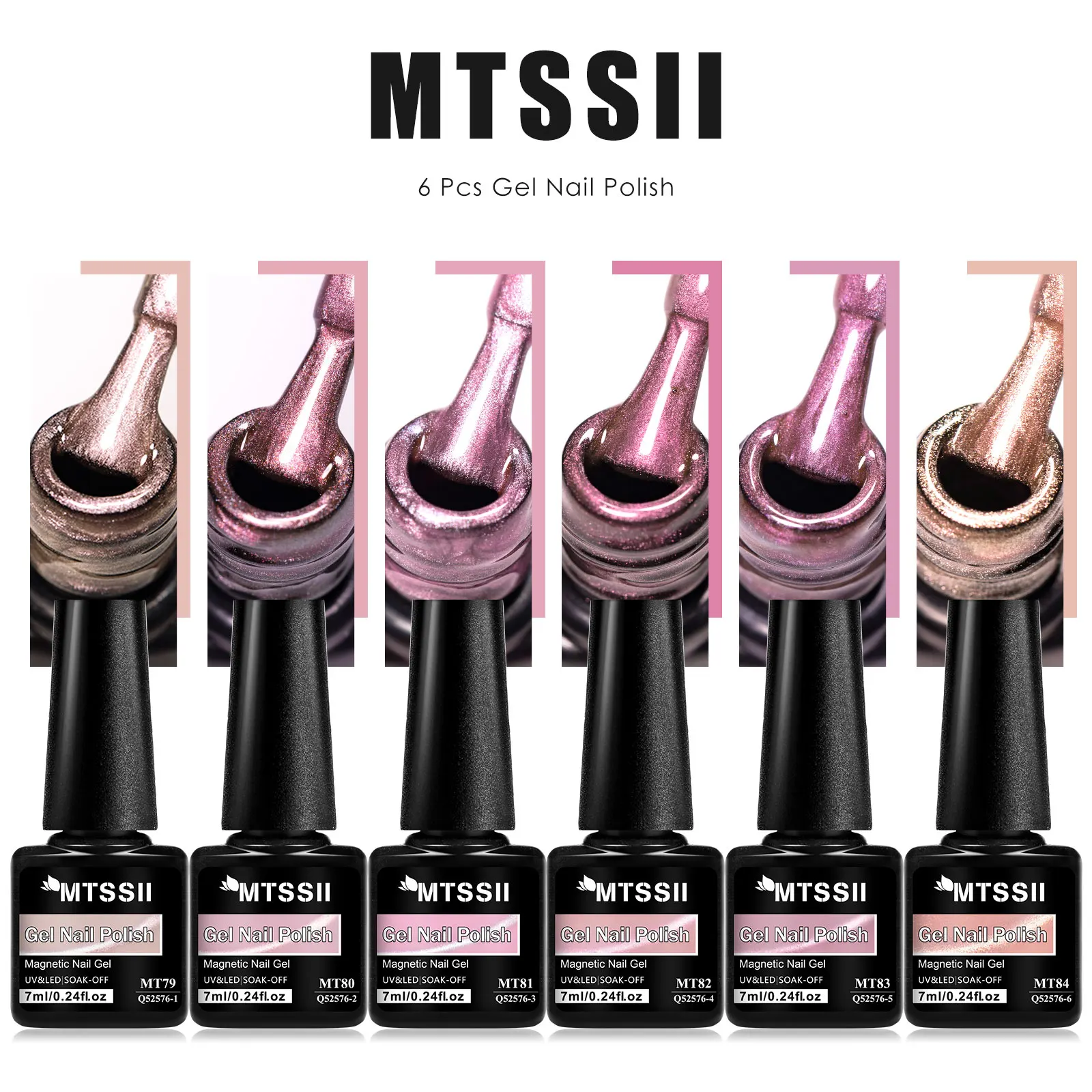 7pcs Pink Story Cat Magnetic Gel Nail Polish Set Nude Pink Gold Light Semi Permanent UV Gel Varnish Soak Off Nail Supplies DIY