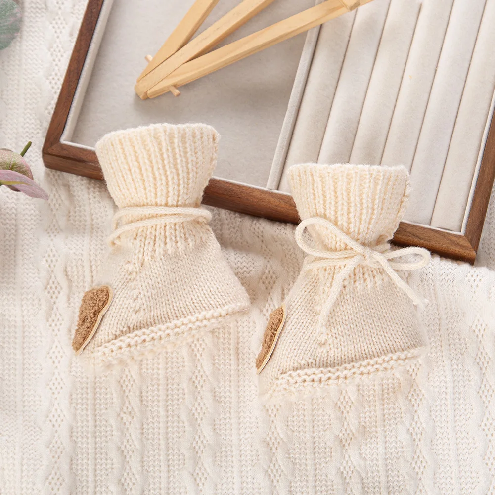 1Pair Cute Bear Newborn Baby Socks Autumn Winter Knitted Birthday Photography Props Boutique Infant Ankle Sock Toddler Stockings