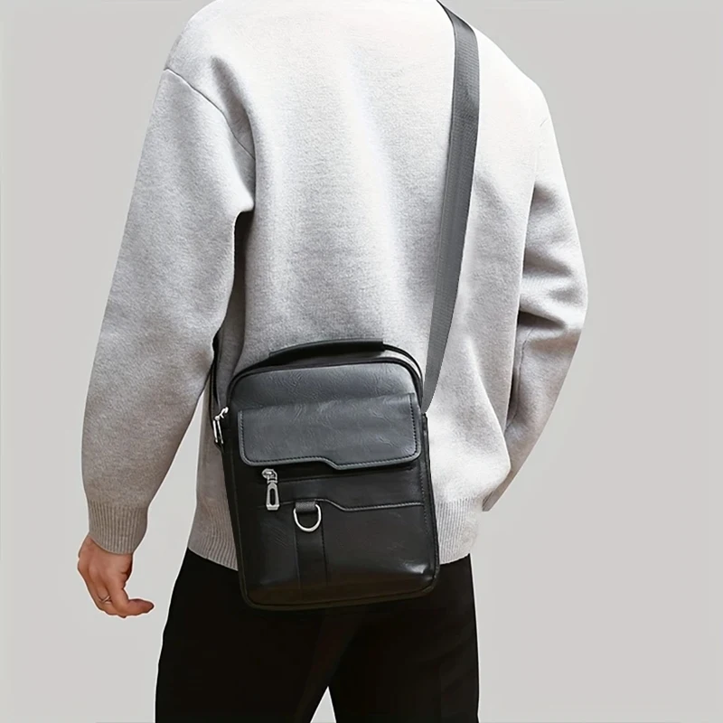 Neutral Style Shoulder Bag for Men and Women, Suitable for Business Travel and Work Pu Solid Color Crossbody Bag.