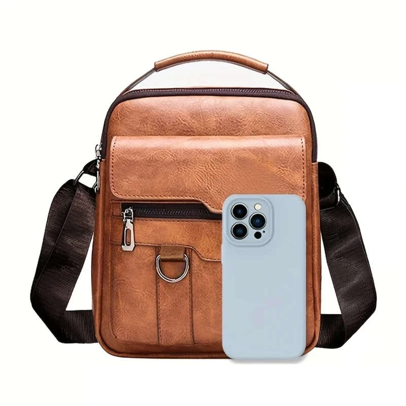 Neutral Style Shoulder Bag for Men and Women, Suitable for Business Travel and Work Pu Solid Color Crossbody Bag.