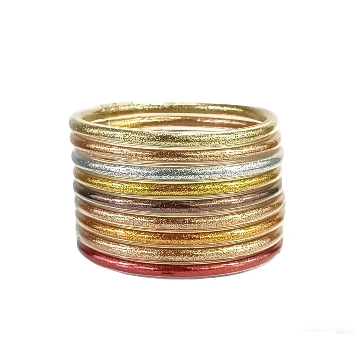 9-Piece Set of Women's Fashionable Colorful Glitter Jelly Buddha Bracelet Stacked Bracelet Set