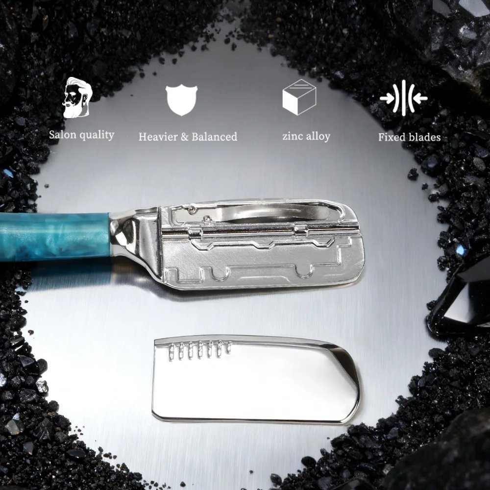 High-Quality Men's Razor, Vintage Manual Razor, Made of Resin and Zinc Alloy, Suitable for Both Men and Women, for Eyebrow Shaping, Beard Trimming, and Neck Shaving, for Home and Professional Use, Professional Hairdressing Tool |   Metal Surface |   Blades Not Included, Valentine's Day, Halloween, Christmas Gifts