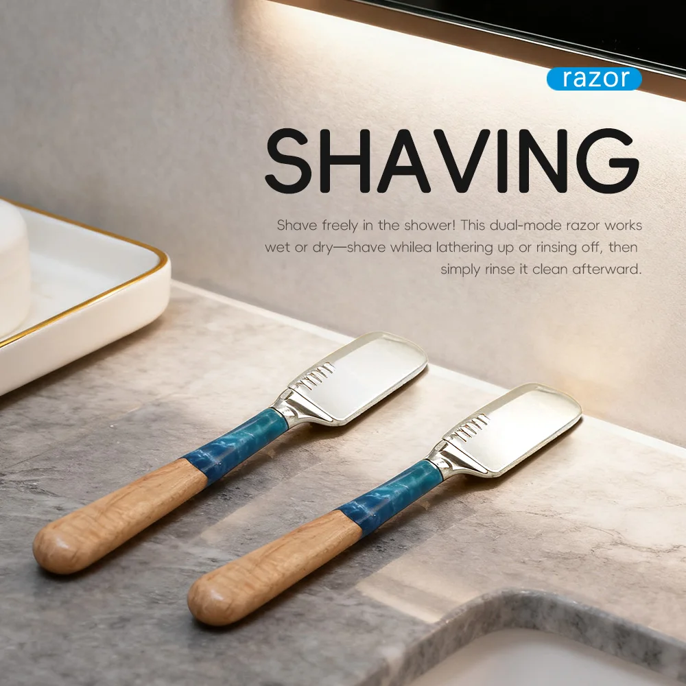 High-Quality Men's Razor, Vintage Manual Razor, Made of Resin and Zinc Alloy, Suitable for Both Men and Women, for Eyebrow Shaping, Beard Trimming, and Neck Shaving, for Home and Professional Use, Professional Hairdressing Tool |   Metal Surface |   Blades Not Included, Valentine's Day, Halloween, Christmas Gifts