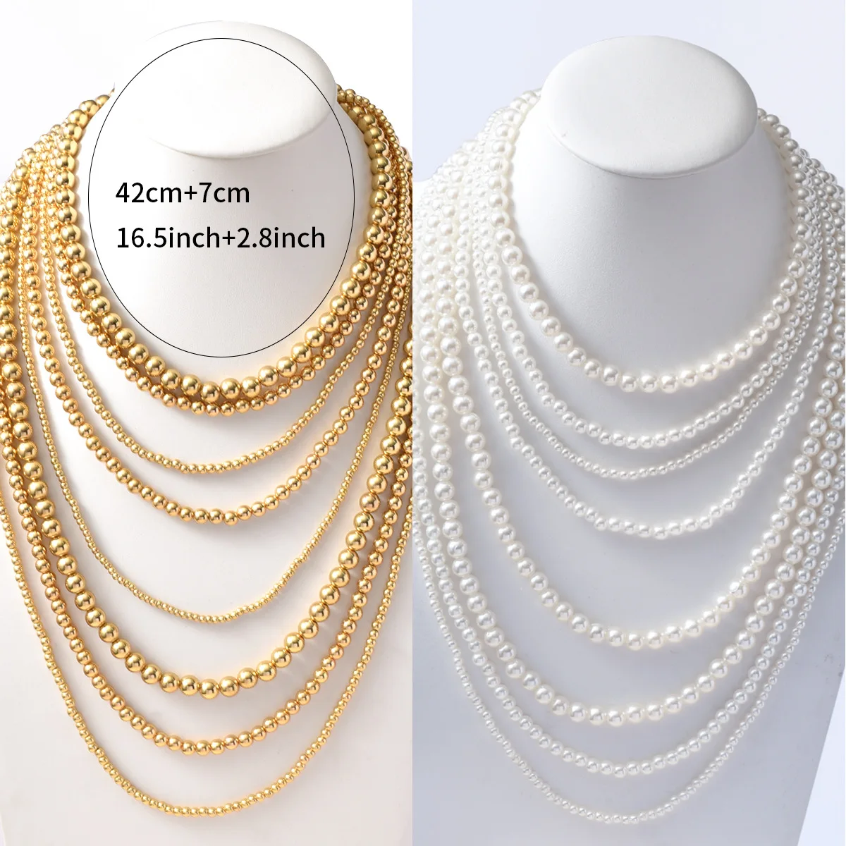 Vintage Imitation Pearl Choker Necklace Art Deco Flapper Accessories for Women White Multi-layer Imitation Pearl Necklaces