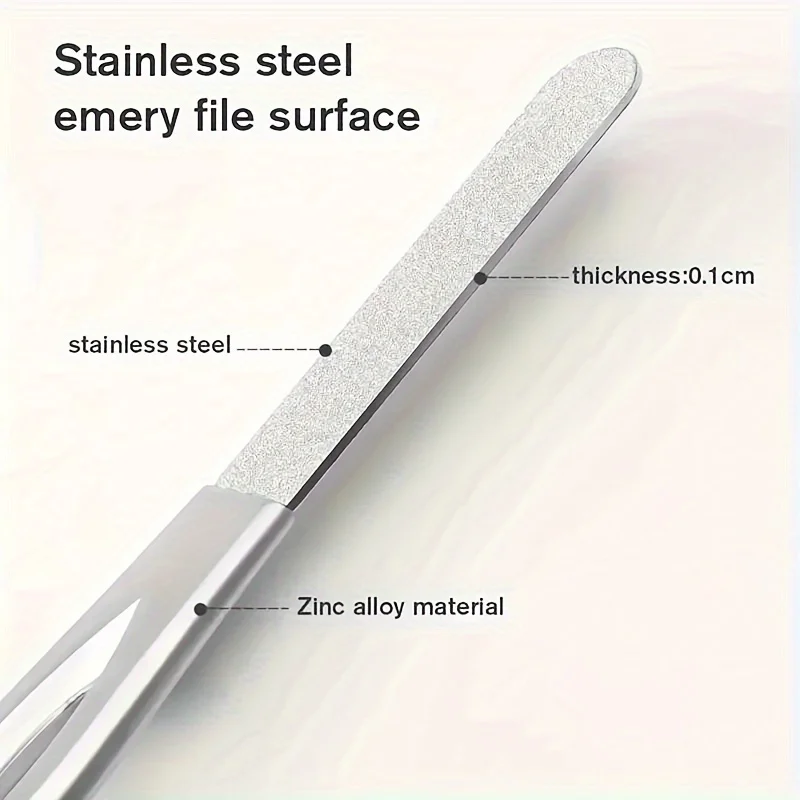 Stainless Steel Diamond Grit Nail File, Durable and Hypoallergenic, for Finger and Toe Nails, Perfect for Hard and Thick Nails