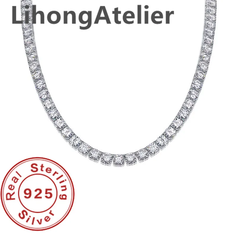 New 925 Sterling Silver Necklace 6mm Aaa Zircon Tennis Necklace Suitable For Women And Men Jewelry Gift