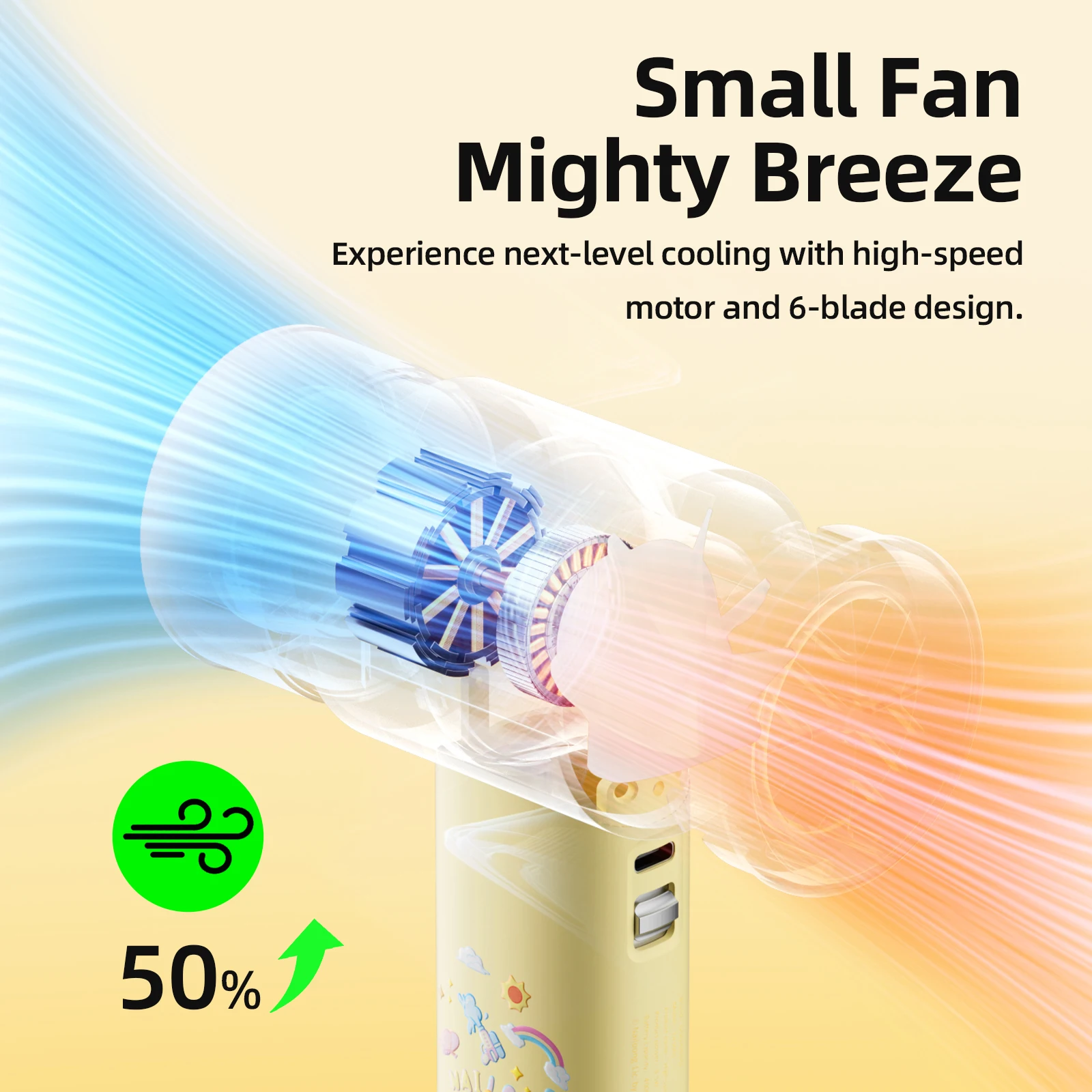 GOOJODOQ Nailoong GFS001 4000 mAh Turbo Jet Mini High Speed Rechargeable Fan Handheld Portable Strong Wind 100 Gear