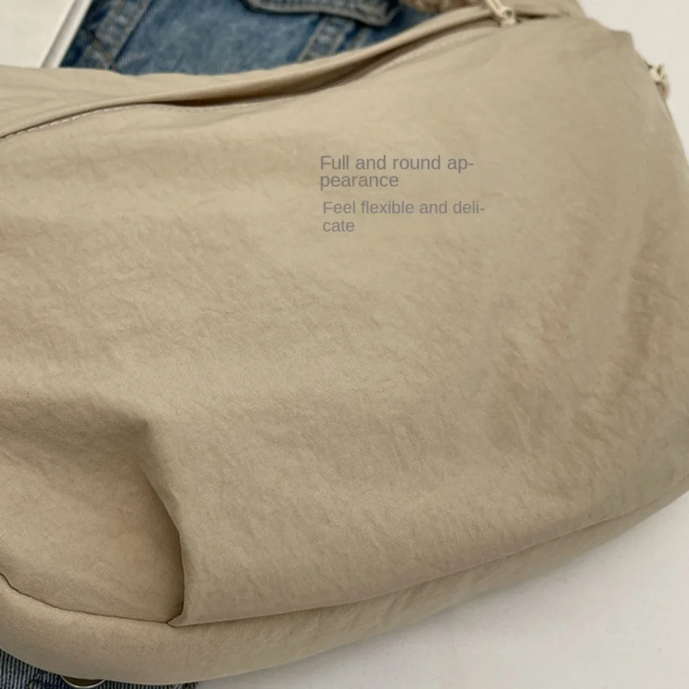 New Fashion Canvas Crossbody Bags Korean Simplified Shoulder Bag Large Capacity Sports Hobos Bag Solid Color Dumpling Bag