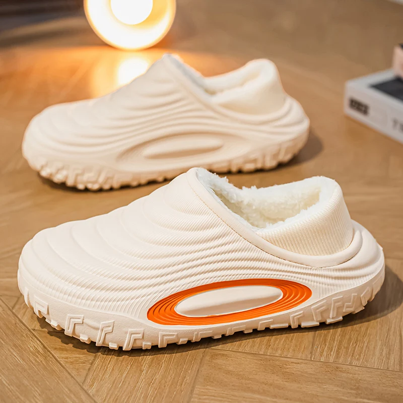 Men's and Women's New Waterproof Indoor and Outdoor Thickened Autumn and Winter Cotton Slippers, Non-Slip, Wear-Resistant, Warm