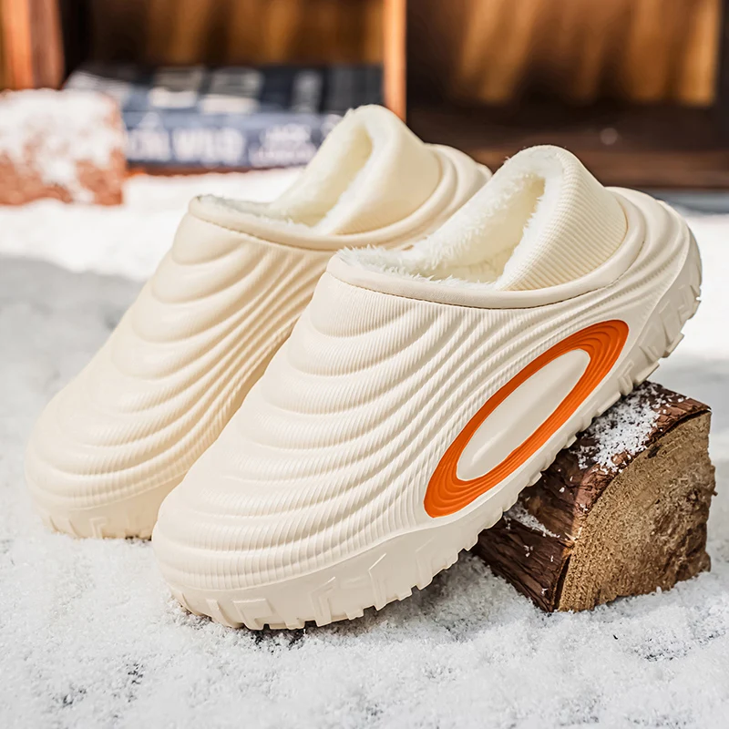 Men's and Women's New Waterproof Indoor and Outdoor Thickened Autumn and Winter Cotton Slippers, Non-Slip, Wear-Resistant, Warm