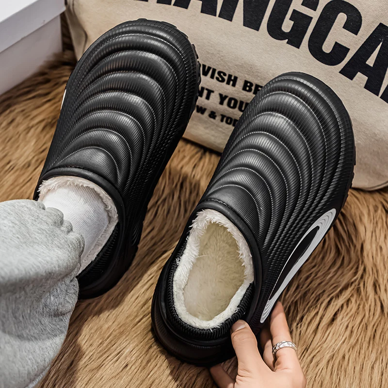 Men's and Women's New Waterproof Indoor and Outdoor Thickened Autumn and Winter Cotton Slippers, Non-Slip, Wear-Resistant, Warm