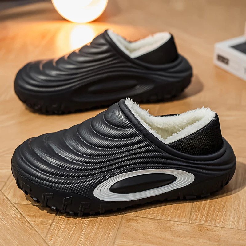 Men's and Women's New Waterproof Indoor and Outdoor Thickened Autumn and Winter Cotton Slippers, Non-Slip, Wear-Resistant, Warm