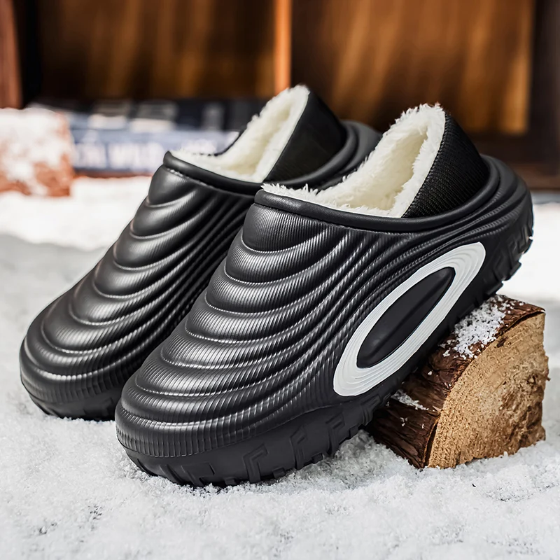 Men's and Women's New Waterproof Indoor and Outdoor Thickened Autumn and Winter Cotton Slippers, Non-Slip, Wear-Resistant, Warm