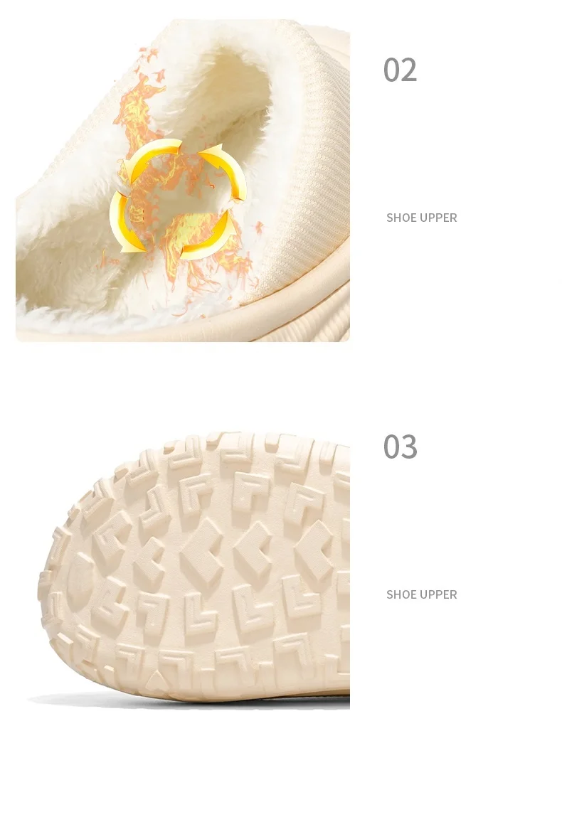 Men's and Women's New Waterproof Indoor and Outdoor Thickened Autumn and Winter Cotton Slippers, Non-Slip, Wear-Resistant, Warm