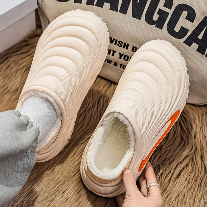 Men's and Women's New Waterproof Indoor and Outdoor Thickened Autumn and Winter Cotton Slippers, Non-Slip, Wear-Resistant, Warm