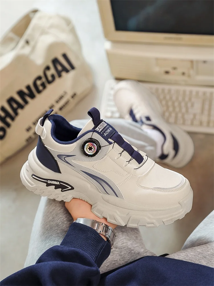 2025 Autumn New Men's Versatile High-Top Trendy Thick-Soled Running Shoes Breathable Casual Trendy Shoes