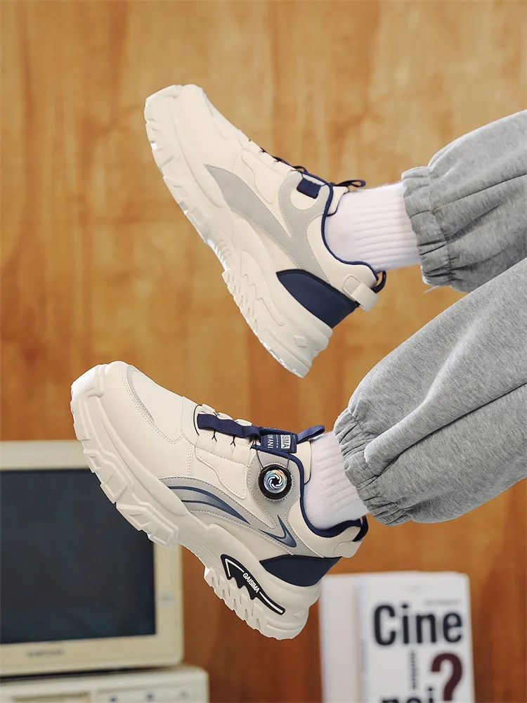 2025 Autumn New Men's Versatile High-Top Trendy Thick-Soled Running Shoes Breathable Casual Trendy Shoes
