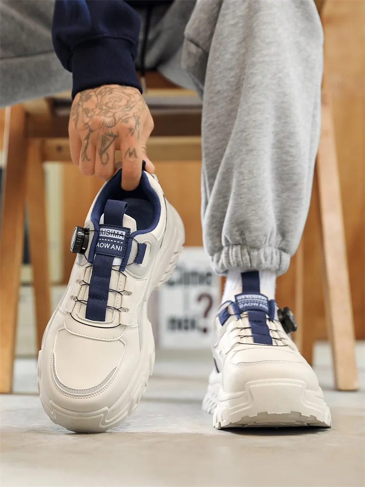 2025 Autumn New Men's Versatile High-Top Trendy Thick-Soled Running Shoes Breathable Casual Trendy Shoes