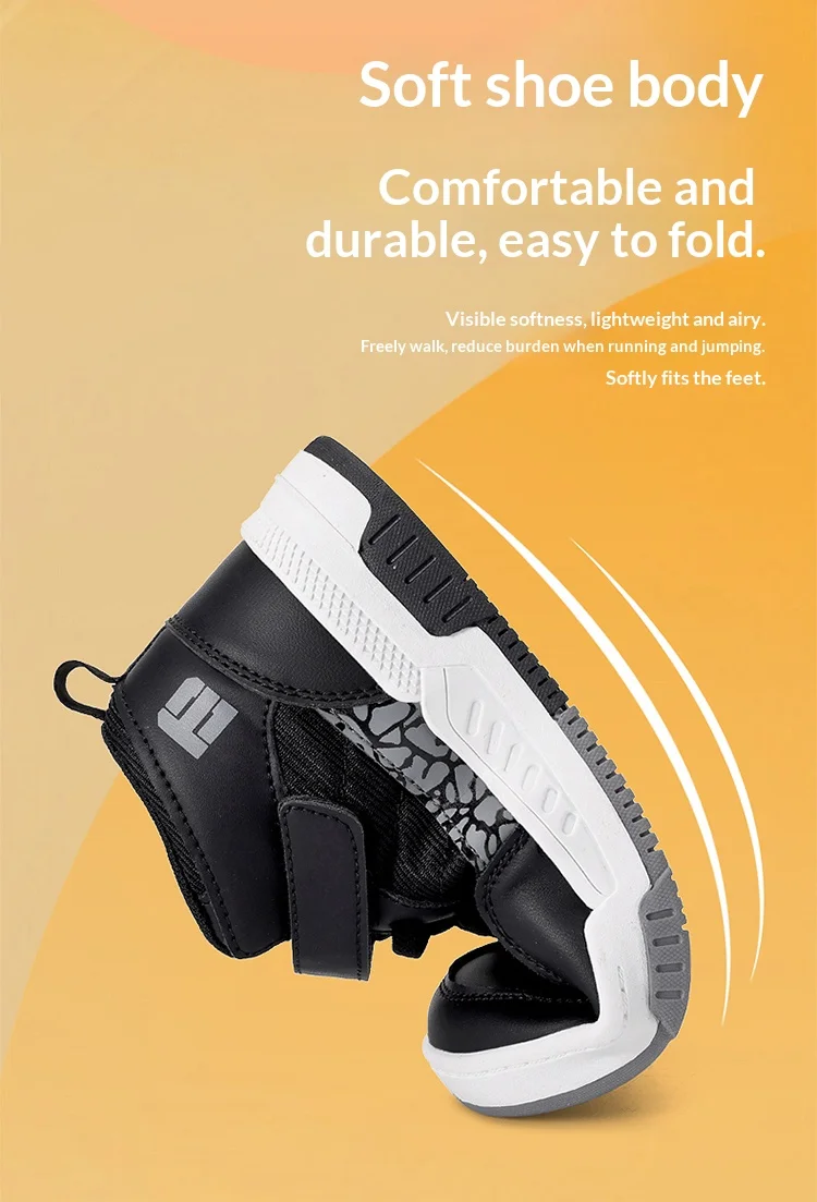 A pair of children's four-season leather high-top sports shoes, durable and fashionable sneakers, sizes 28-36,YZ-8888