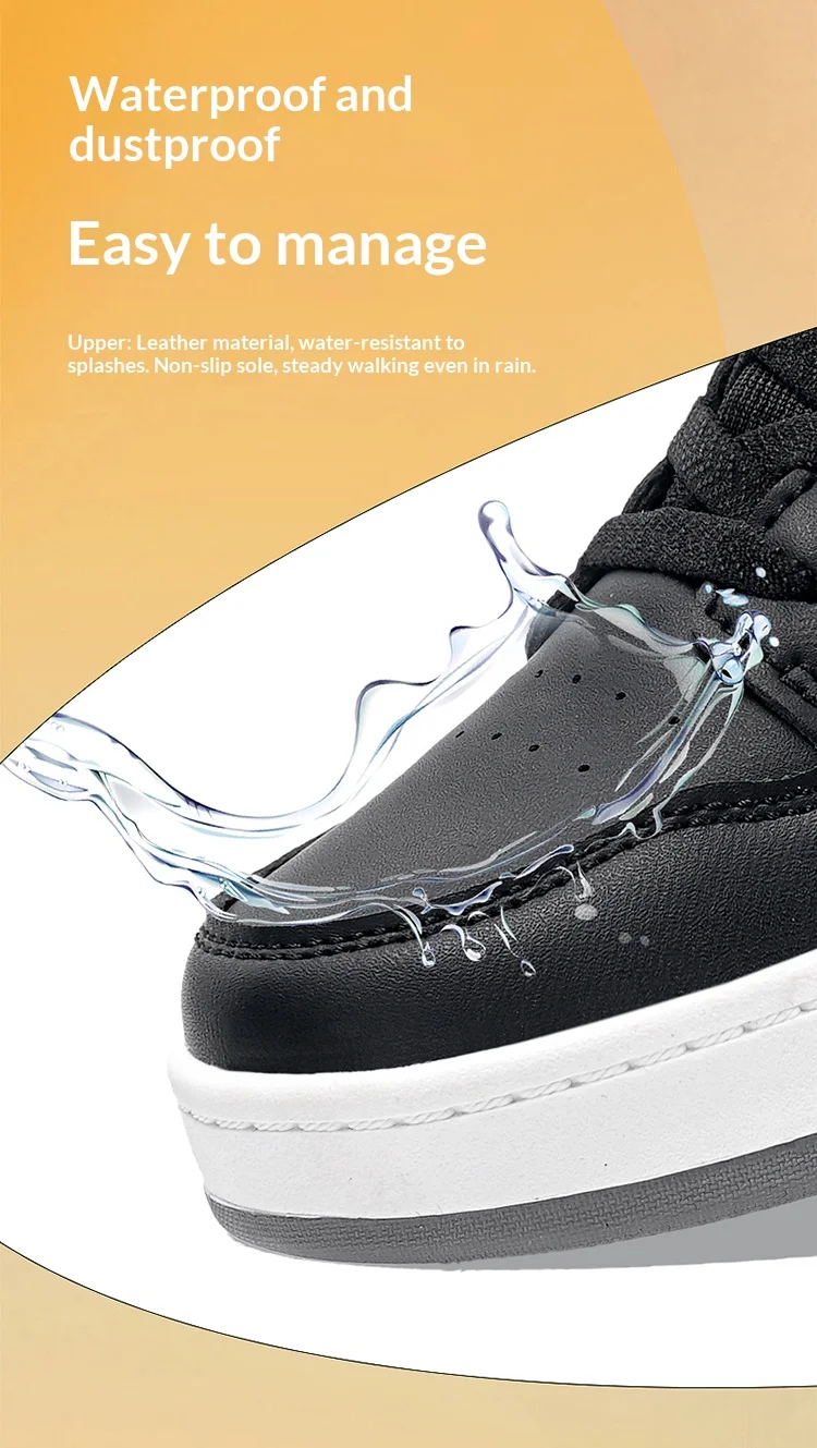 A pair of children's four-season leather high-top sports shoes, durable and fashionable sneakers, sizes 28-36,YZ-8888