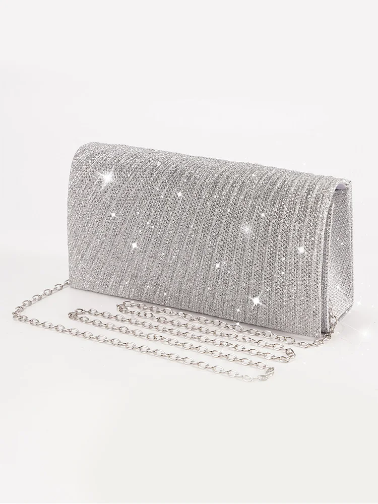Women's Evening Shoulder Bag Bridal Clutch Party Prom Wedding Envelope Handbag Glitter Shiny Purses Sling Dating Dressy Bag
