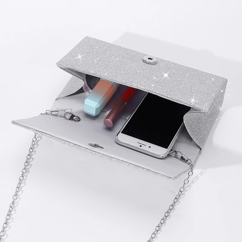 Women's Evening Shoulder Bag Bridal Clutch Party Prom Wedding Envelope Handbag Glitter Shiny Purses Sling Dating Dressy Bag