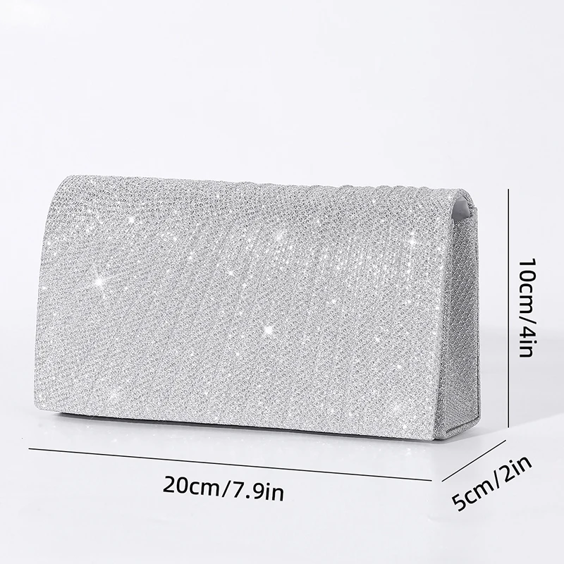 Women's Evening Shoulder Bag Bridal Clutch Party Prom Wedding Envelope Handbag Glitter Shiny Purses Sling Dating Dressy Bag