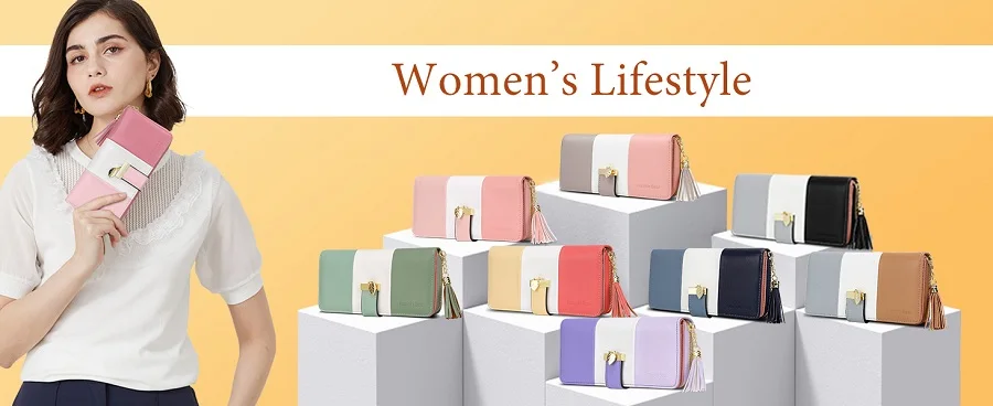 Pomelo Best Tri‑Color Women's Wallet PU Leather Long Zipper RFID Blocking Large Capacity 9 Card Slots Tassel Pendant Fits Phone