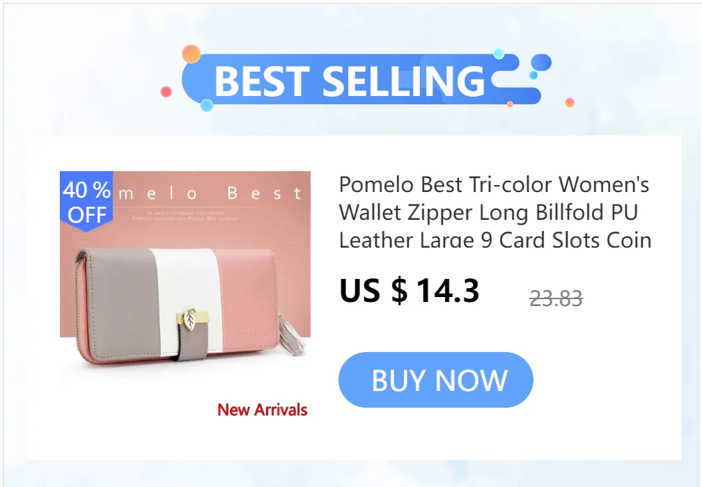 Pomelo Best Tri‑Color Women's Wallet PU Leather Long Zipper RFID Blocking Large Capacity 9 Card Slots Tassel Pendant Fits Phone