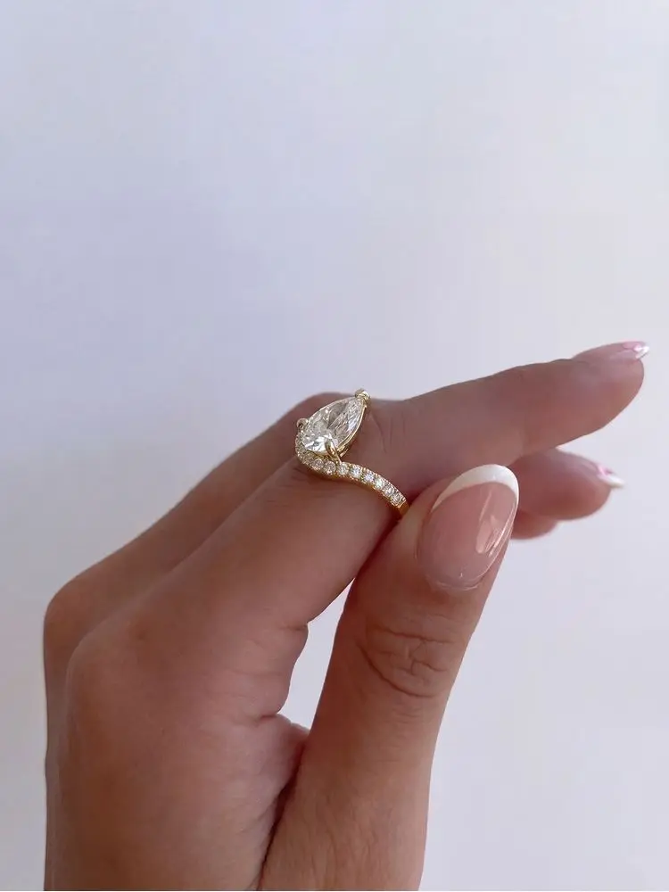 925 Sterling Silver Gorgeous V Shaped Marquise Zircon Ring For Women Engagement Wedding Luxury High Quality Fine Jewelry