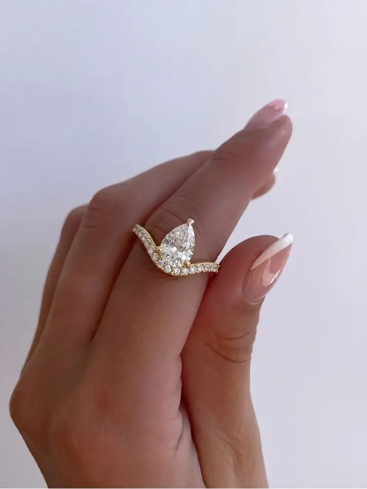 925 Sterling Silver Gorgeous V Shaped Marquise Zircon Ring For Women Engagement Wedding Luxury High Quality Fine Jewelry
