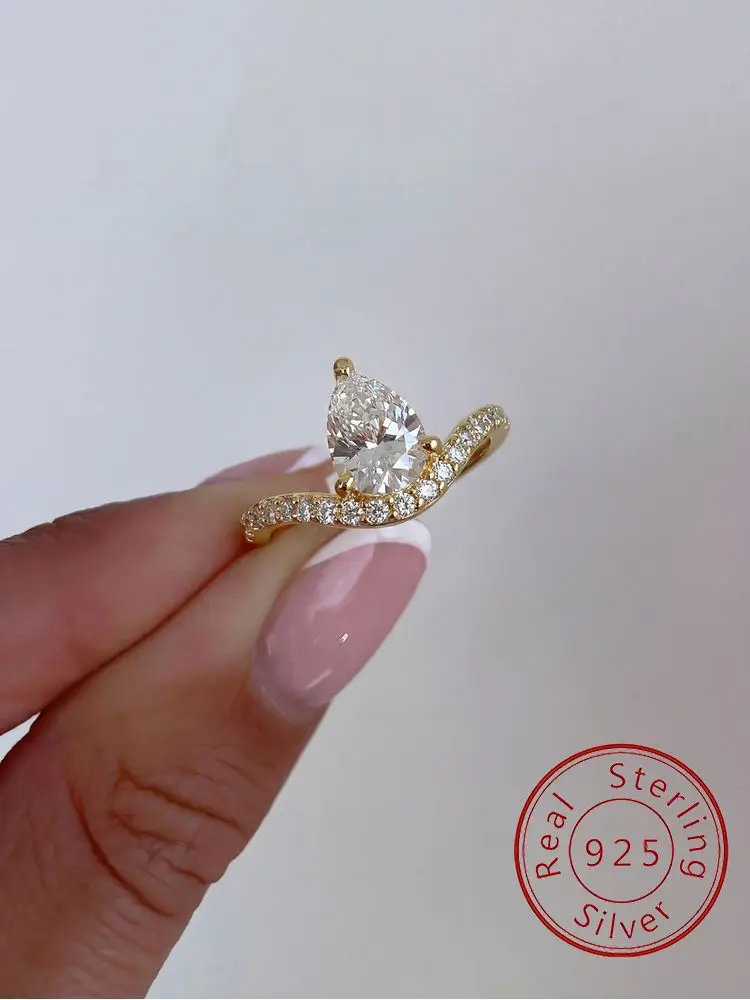 925 Sterling Silver Gorgeous V Shaped Marquise Zircon Ring For Women Engagement Wedding Luxury High Quality Fine Jewelry