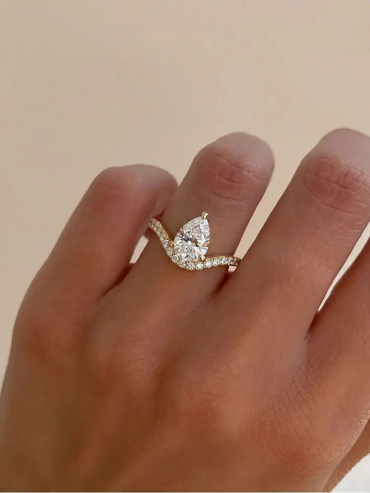 925 Sterling Silver Gorgeous V Shaped Marquise Zircon Ring For Women Engagement Wedding Luxury High Quality Fine Jewelry