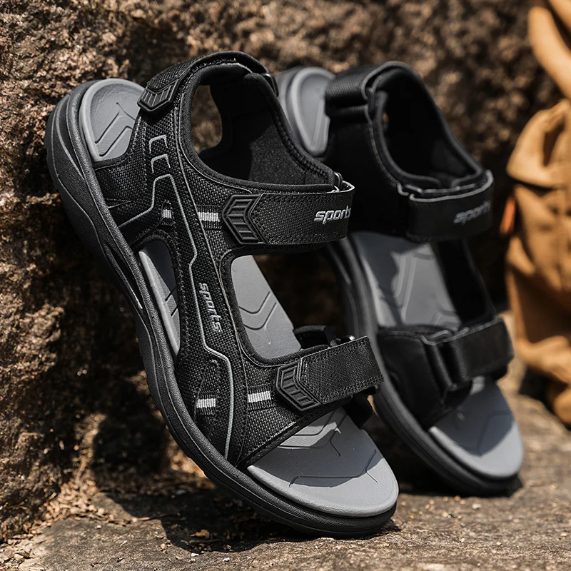 Outdoor Men's Sandals Casual Anti-Slip Soft Bottom Hiking Beach Flat Shoes Summer Open-Toe Brathable Walking Sandials