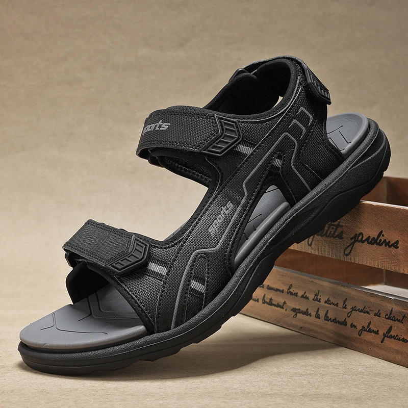Outdoor Men's Sandals Casual Anti-Slip Soft Bottom Hiking Beach Flat Shoes Summer Open-Toe Brathable Walking Sandials