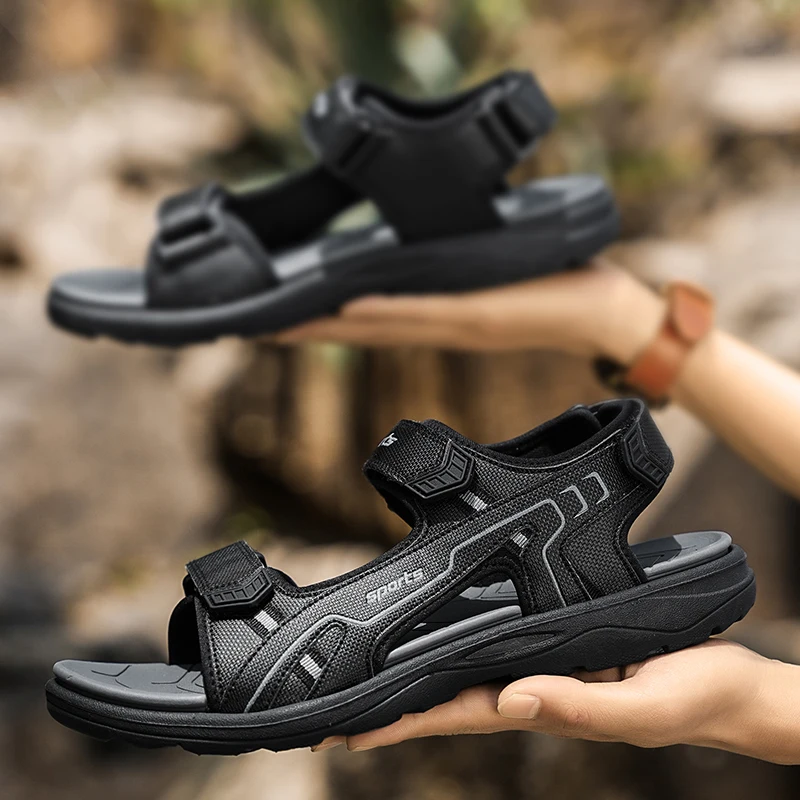 Outdoor Men's Sandals Casual Anti-Slip Soft Bottom Hiking Beach Flat Shoes Summer Open-Toe Brathable Walking Sandials