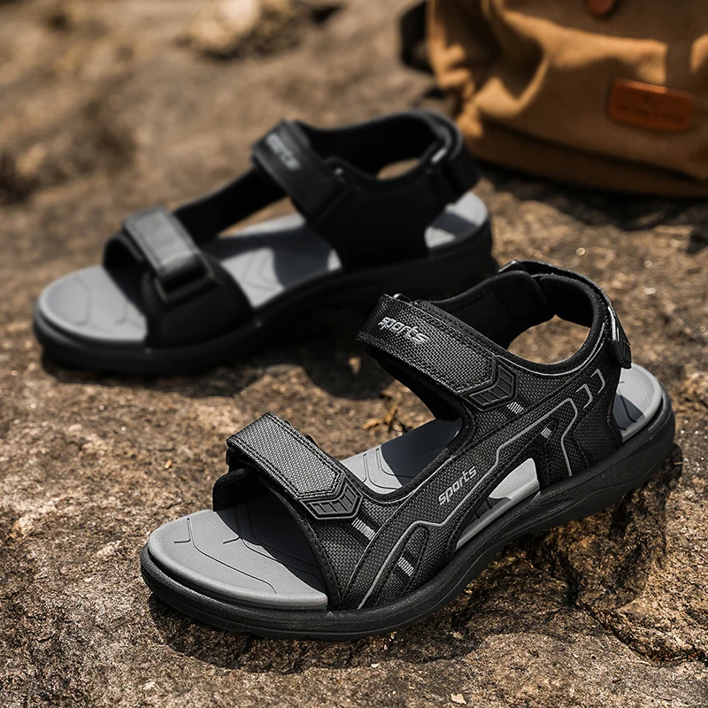 Outdoor Men's Sandals Casual Anti-Slip Soft Bottom Hiking Beach Flat Shoes Summer Open-Toe Brathable Walking Sandials