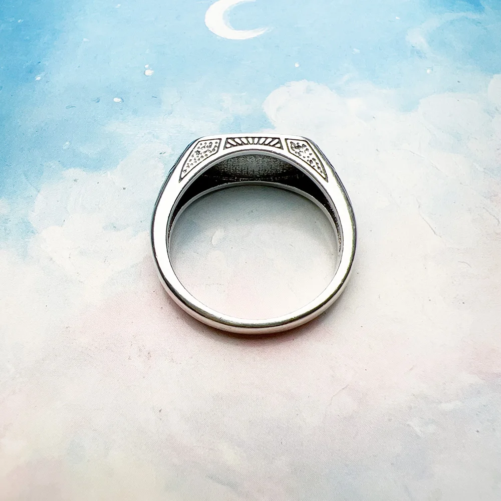 Signet Ring Oval Shape Onyx Europe Style Romantic Fine Jewelry For Women New Vintage Gift In Real 925 Sterling Silver