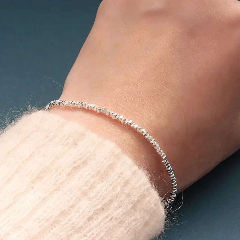 925 Sterling Silver Irregular Chain Ball Hand Bracelets For Women Elegant Vintage Party Jewelry Party Jewellery Argent 925