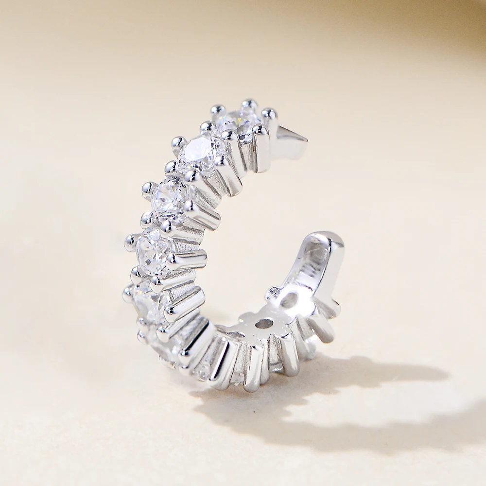 S925 Sterling Silver C-Shaped Zircon Ear Cuff No Piercing Required Luxury Minimalist Versatile Women's Earrings