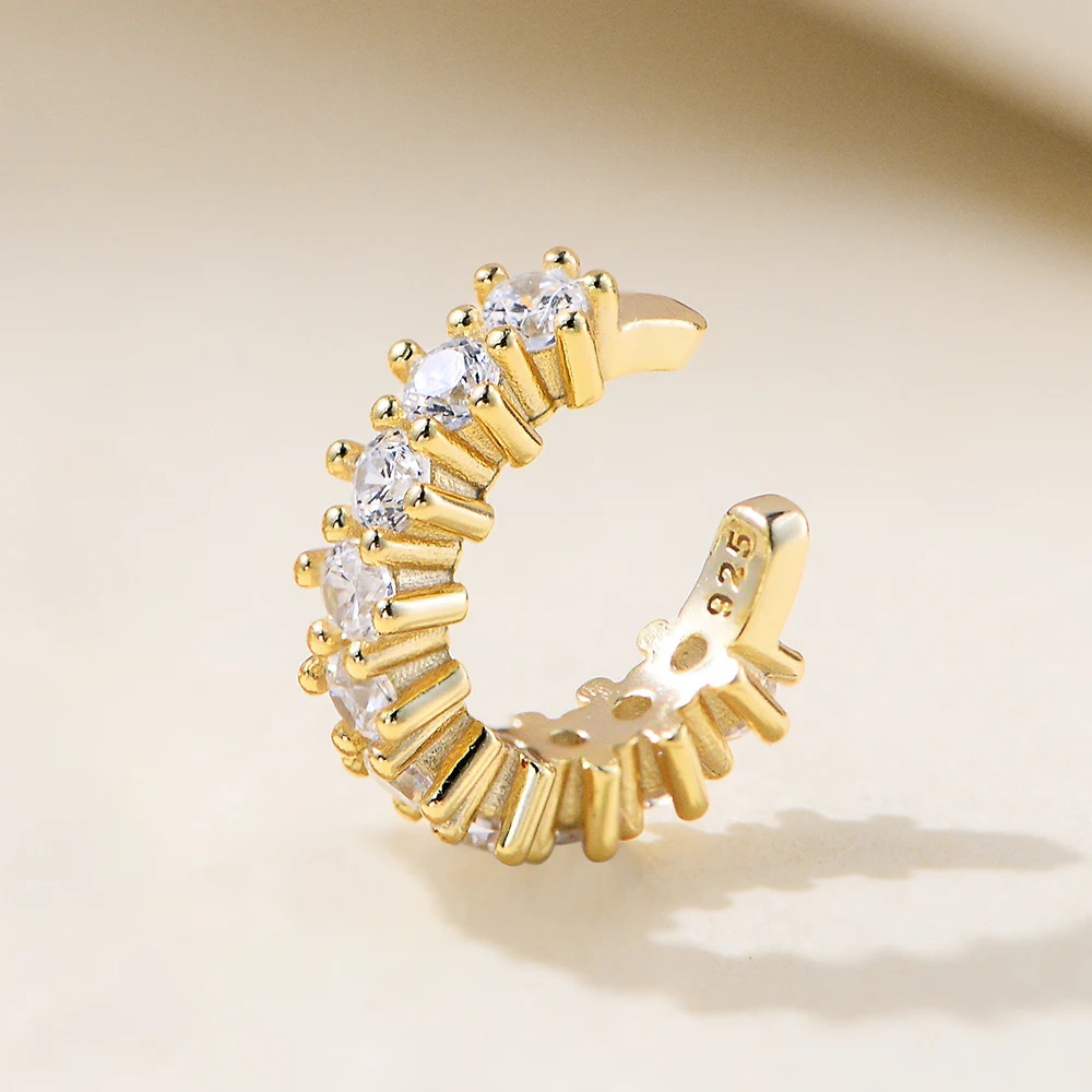 S925 Sterling Silver C-Shaped Zircon Ear Cuff No Piercing Required Luxury Minimalist Versatile Women's Earrings