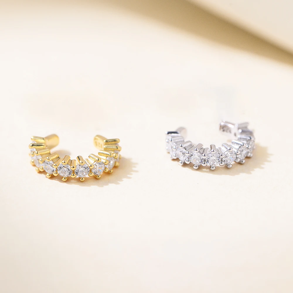 S925 Sterling Silver C-Shaped Zircon Ear Cuff No Piercing Required Luxury Minimalist Versatile Women's Earrings