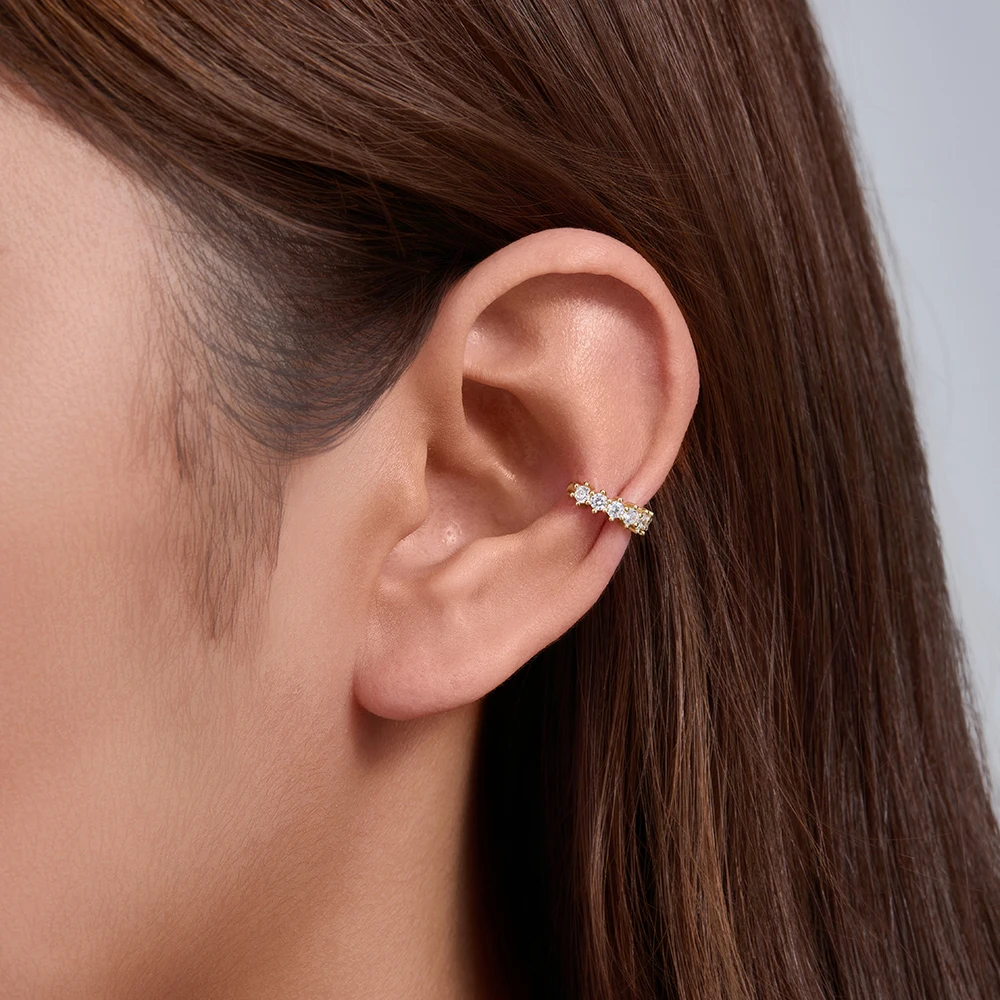S925 Sterling Silver C-Shaped Zircon Ear Cuff No Piercing Required Luxury Minimalist Versatile Women's Earrings
